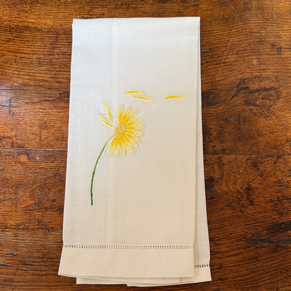 Embroidered Linen Hand Towel